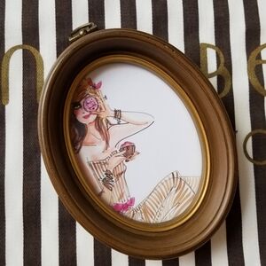 ❗Authentic Henri Bendel Store Display Art on Gold Oval Ornate Frame❗